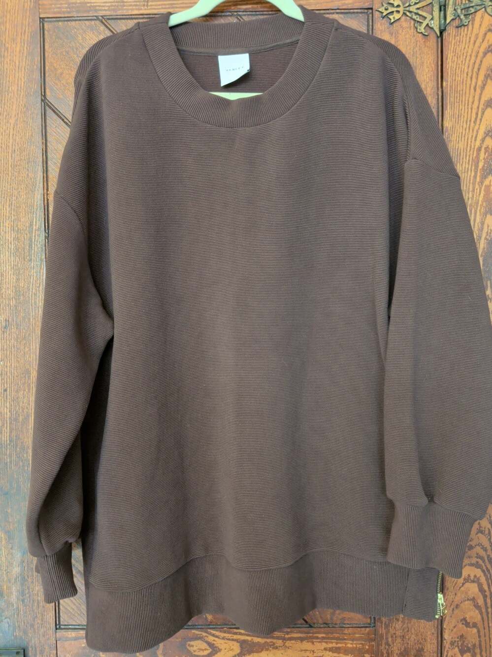Varley Mae Boyfriend Sweatshirt Coffee Brown Ottoman Pullover Women's Large